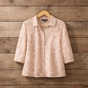 Croft and Barrow Large Modern Print Button Down Cotton Shirt